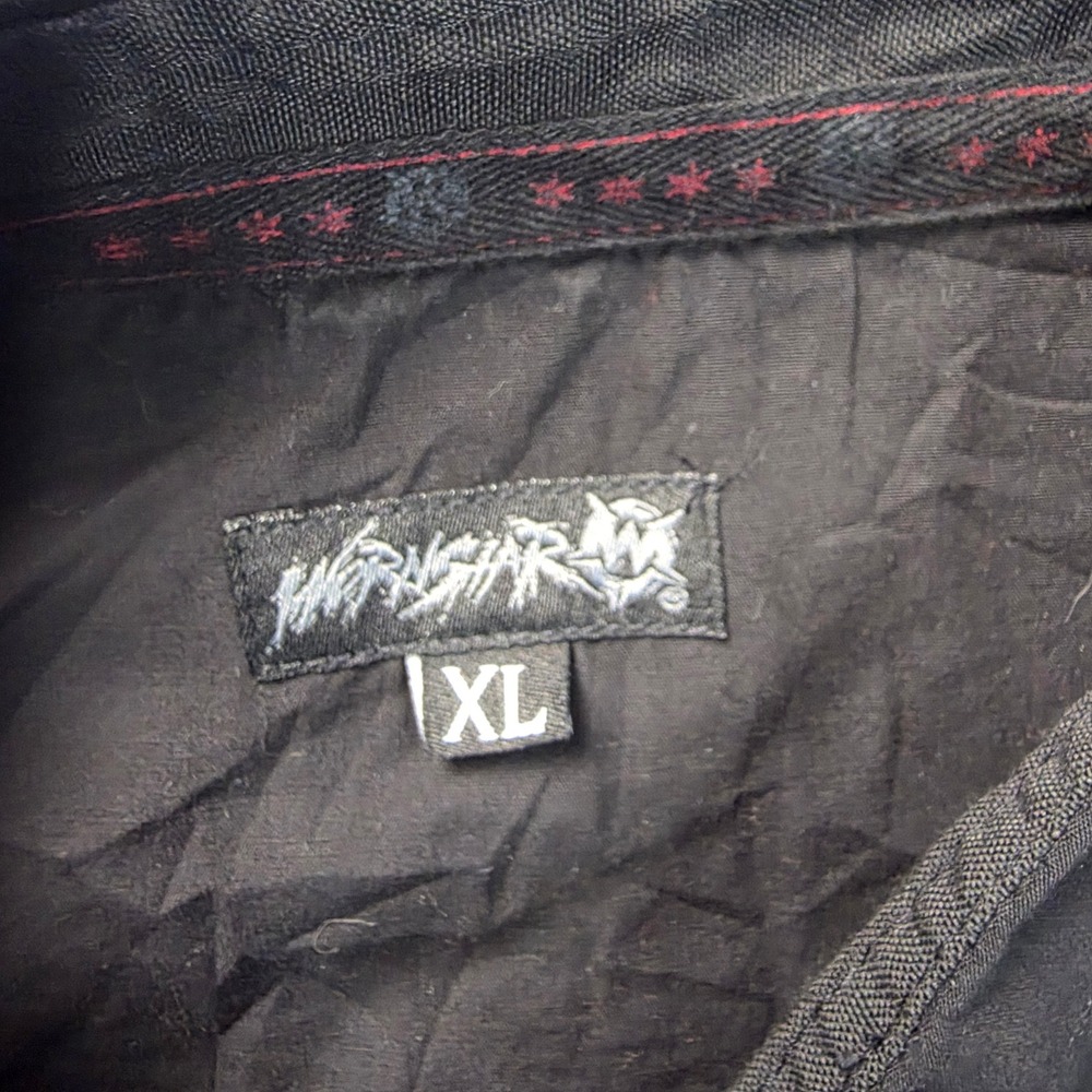 Wornstar Rocknrolla Shirt Mens XL Black Button Down Wing Graphic Rock Style - Picture 3 of 13